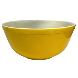 Vintage 1960s Pyrex Bowl 403 Reverse Primary Yellow - Milk Glass Mixing Bowl
